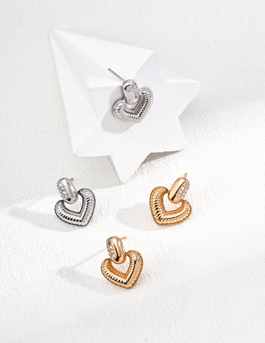 18K Gold S925 Silver - Aurora Star Heart Earrings