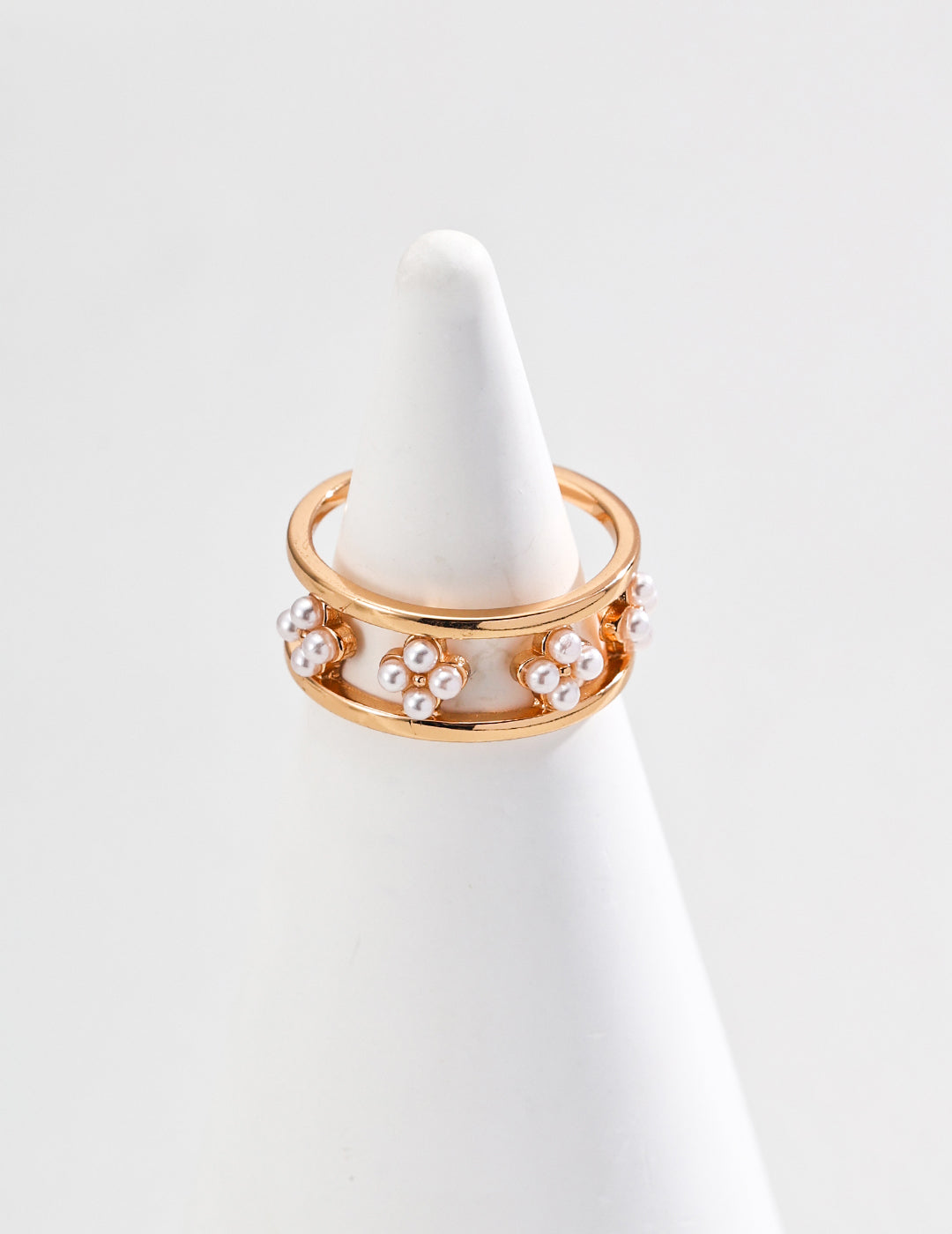 18K Gold S925 Silver - Blossom Pearl Band Ring