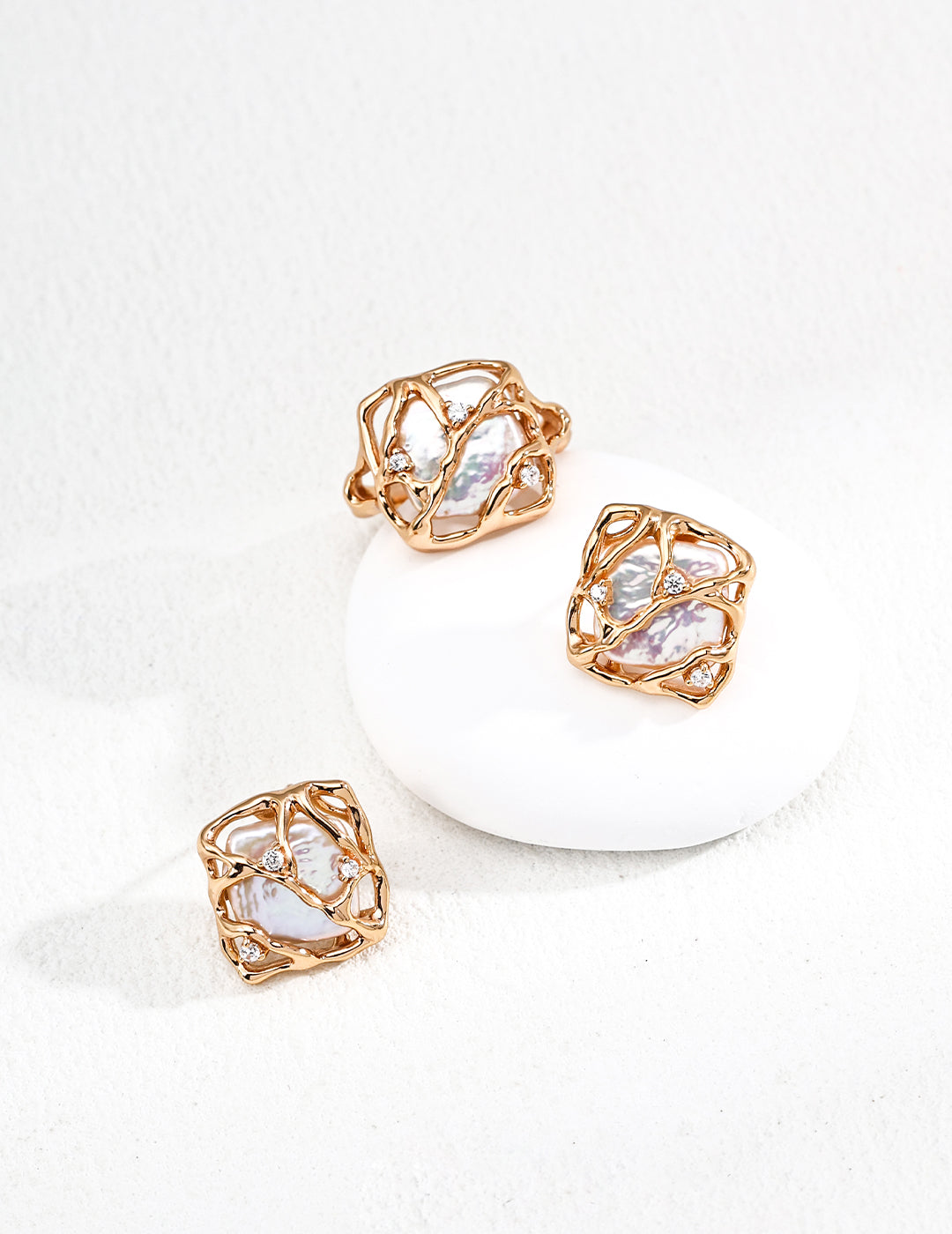 18K Gold S925 Silver - Enclave Baroque Pearl Stud Earrings