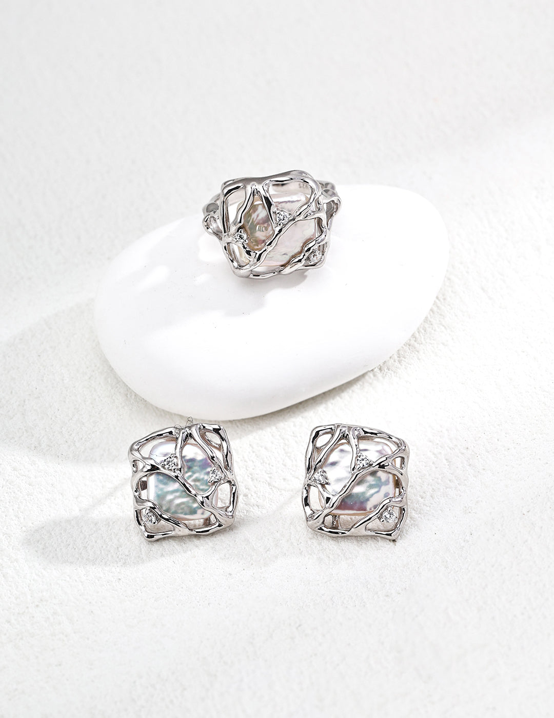 18K Gold S925 Silver - Enclave Baroque Pearl Stud Earrings