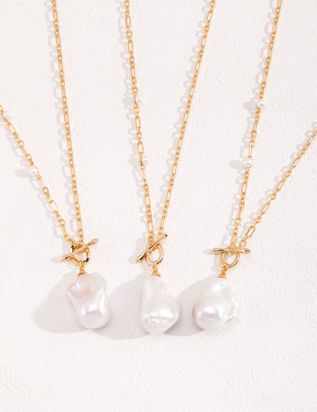 18K Gold S925 Silver - Baroque Bliss Pearl Necklace