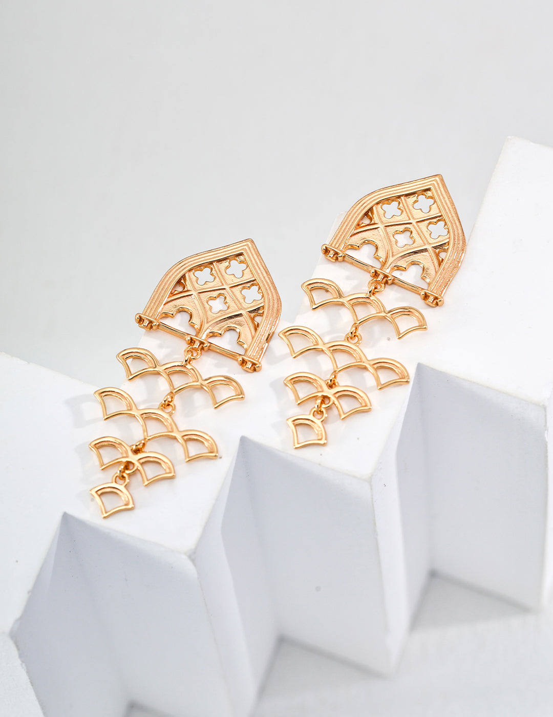 18K Gold S925 Silver - Majestic Arch Chandelier Earrings