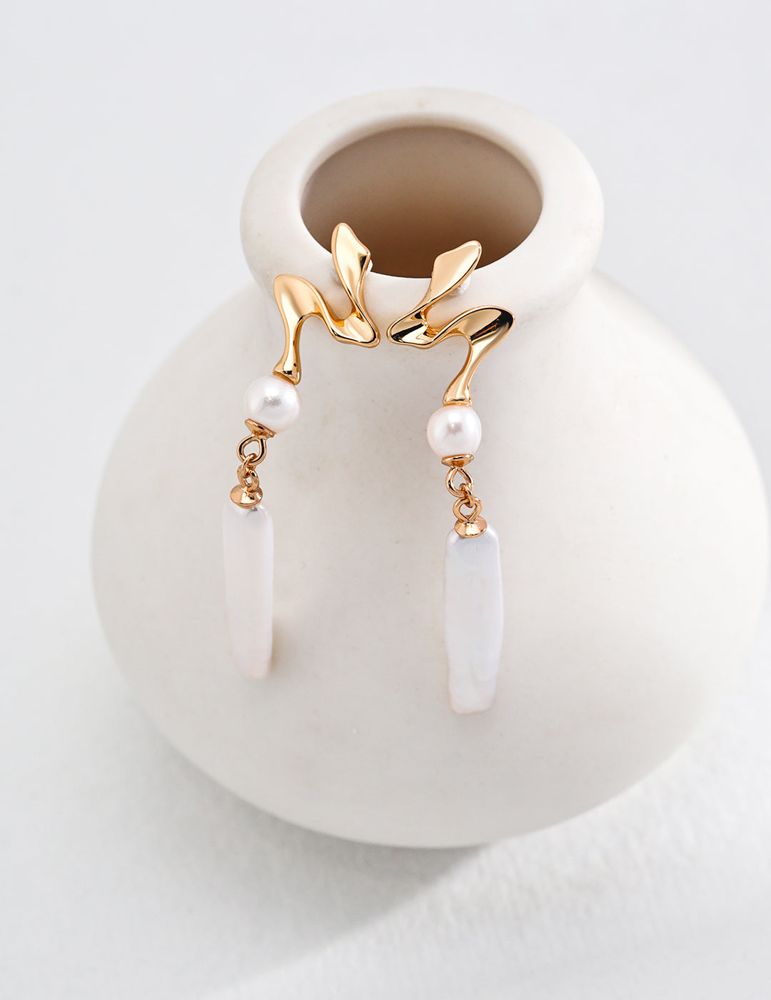 18K Gold S925 Silver - Serene Wave Baroque Pearl Earrings