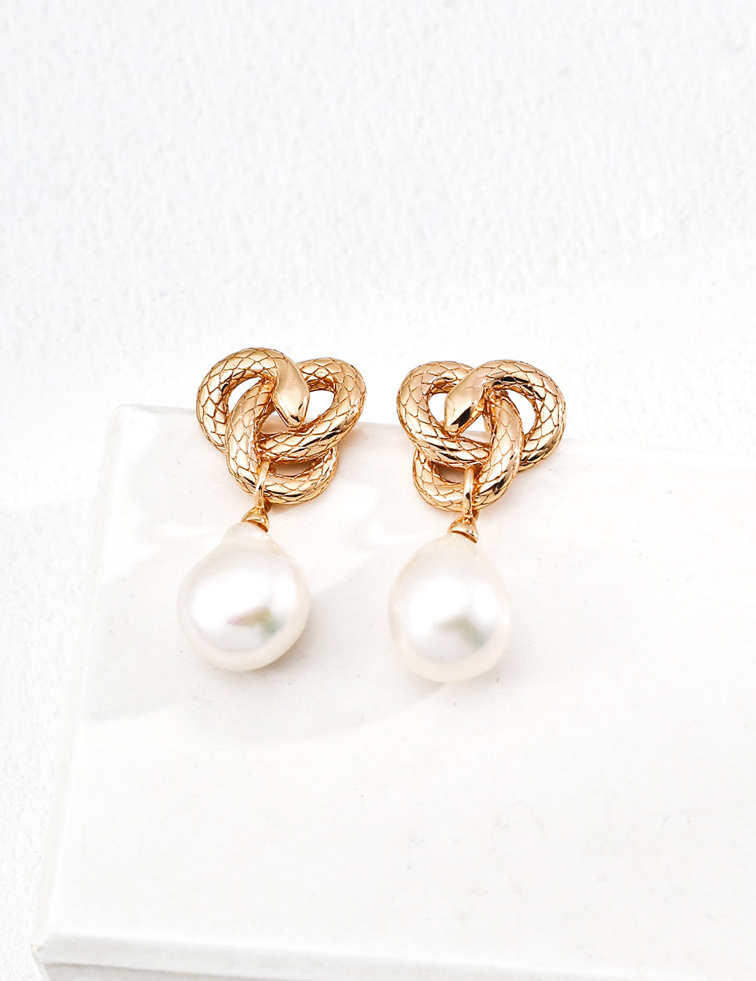 18K S925 Silver - Serpentina Pearl Drop Earrings