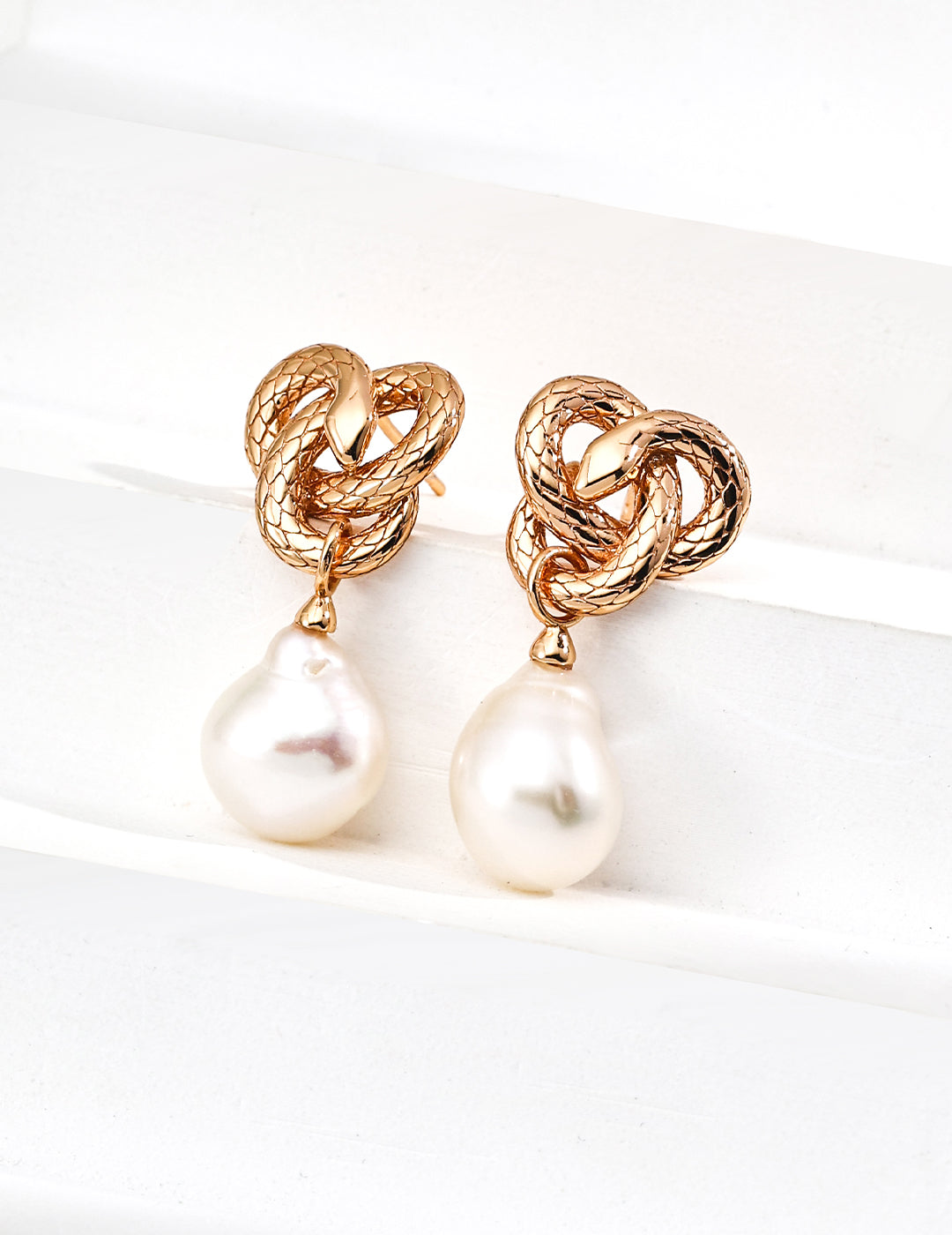 18K S925 Silver - Serpentina Pearl Drop Earrings