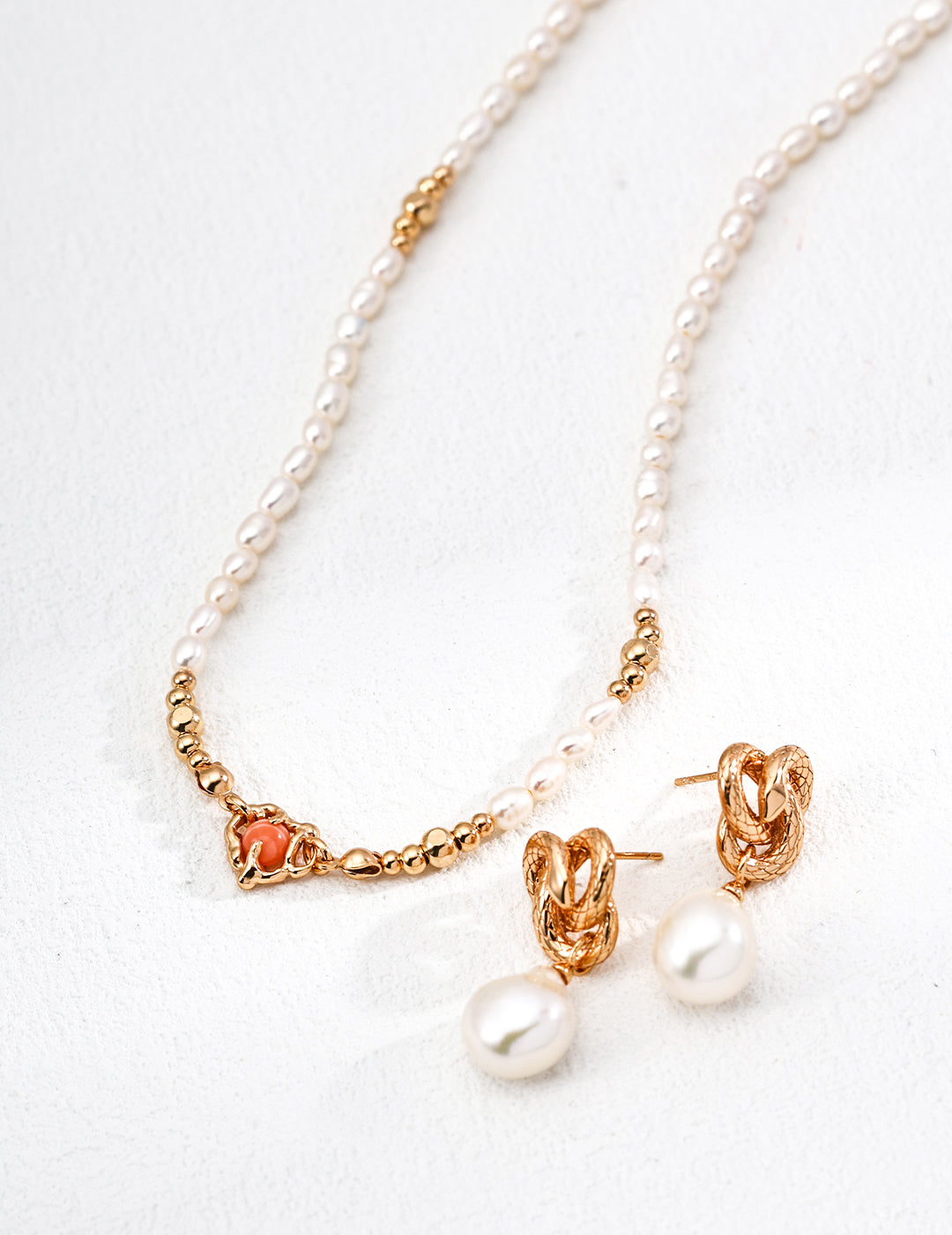 18K S925 Silver - Serpentina Pearl Drop Earrings