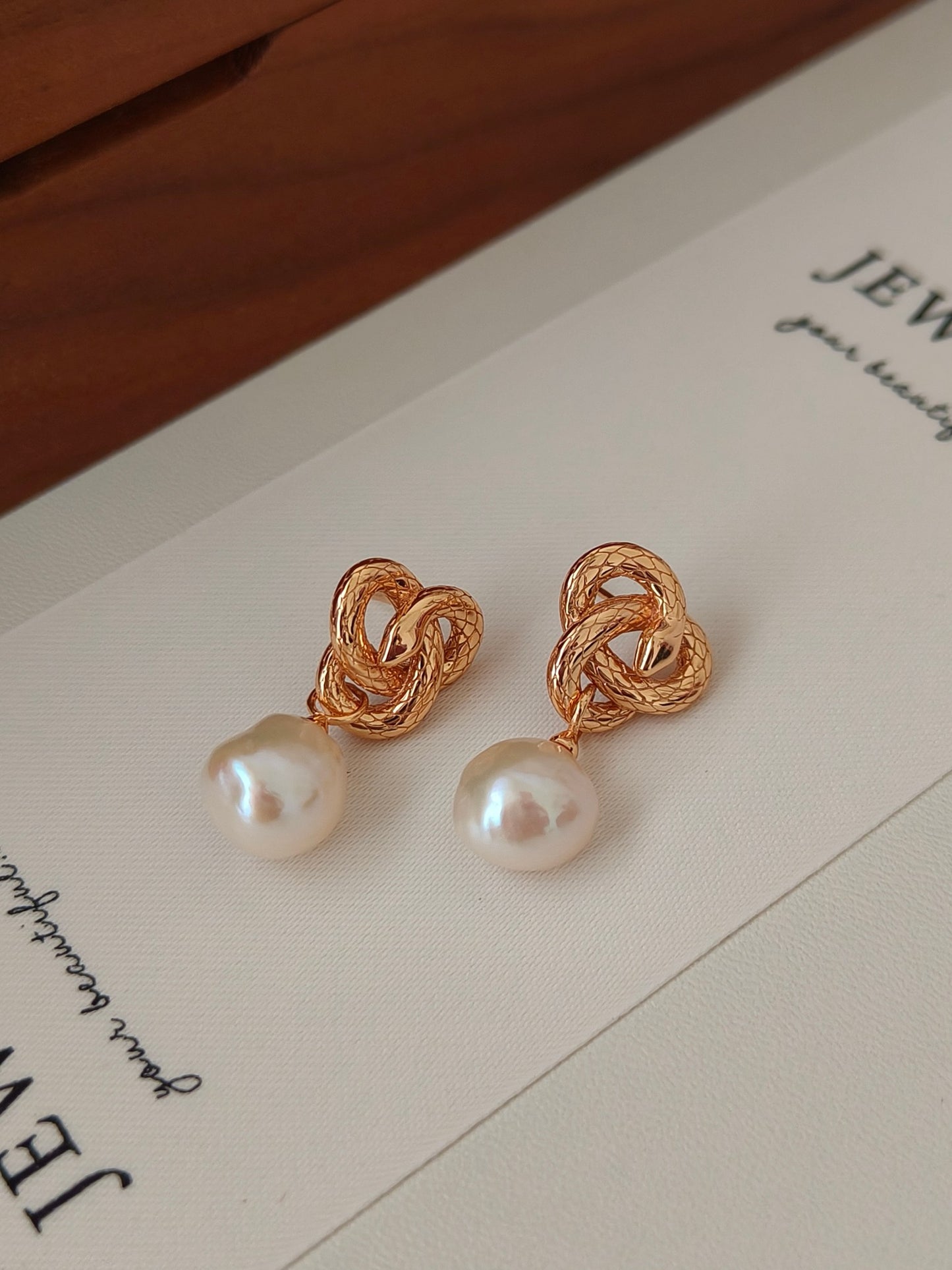 18K S925 Silver - Serpentina Pearl Drop Earrings