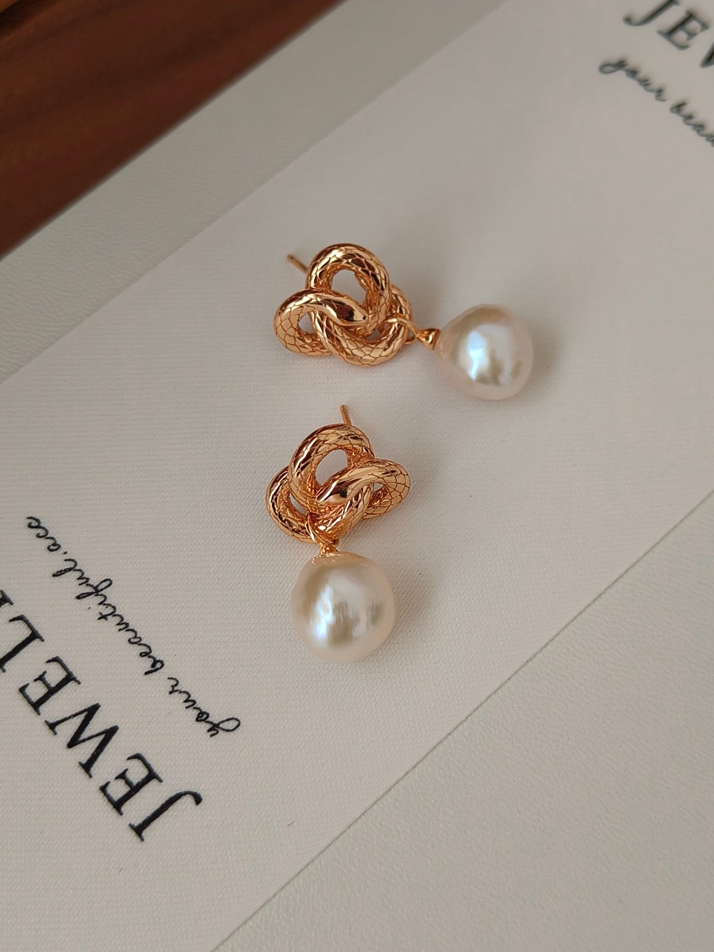 18K S925 Silver - Serpentina Pearl Drop Earrings