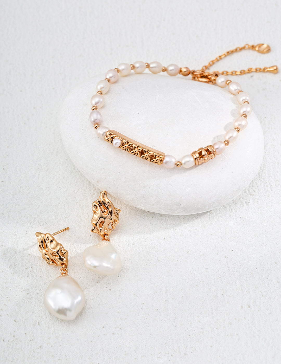 18K Gold S925 Silver - Golden Pearl Harmony Bracelet