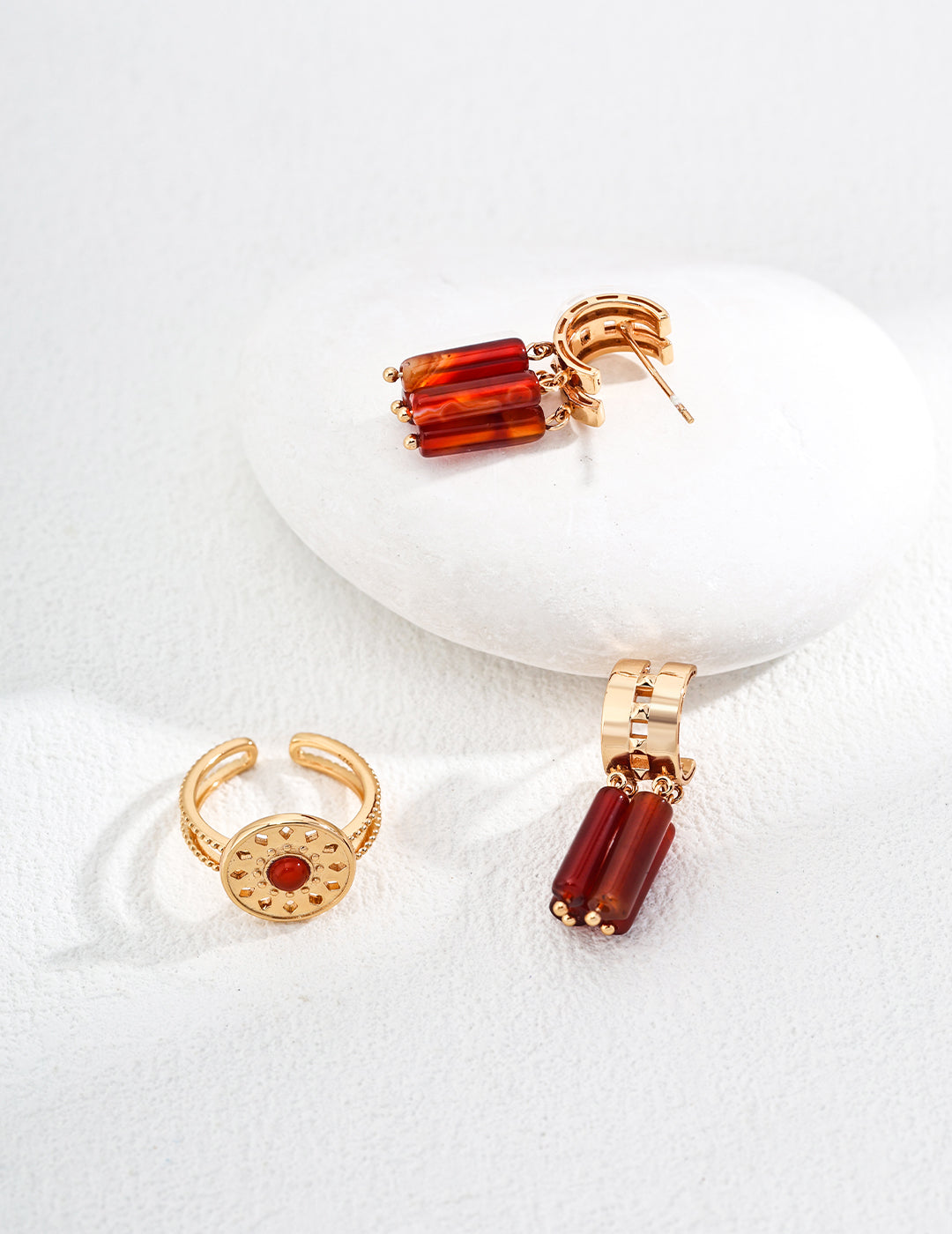 18K Gold S925 Silver - Natural Agate Cascade Drop Earrings