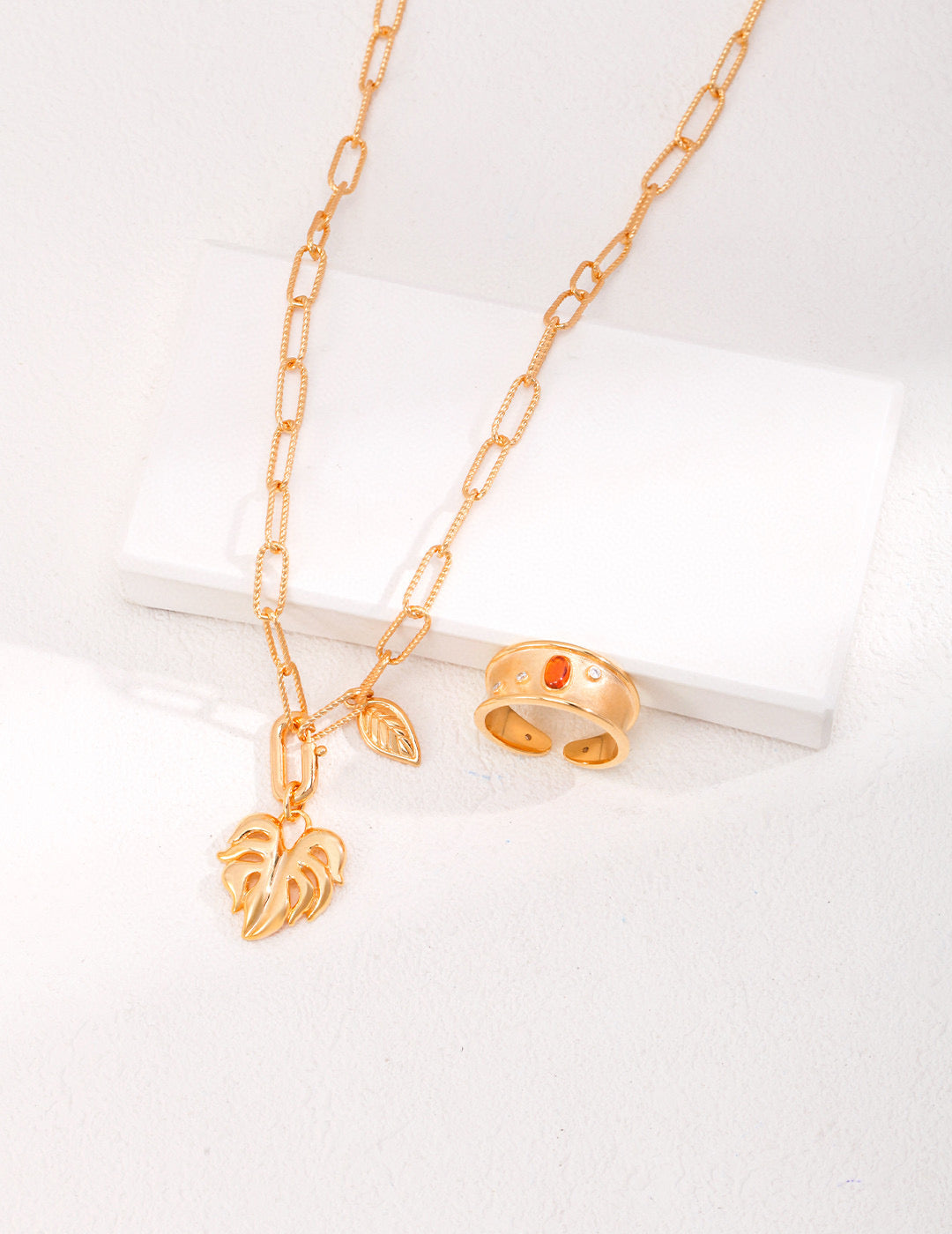 18K Gold S925 Silver - Monstera Glow Detachable Necklace