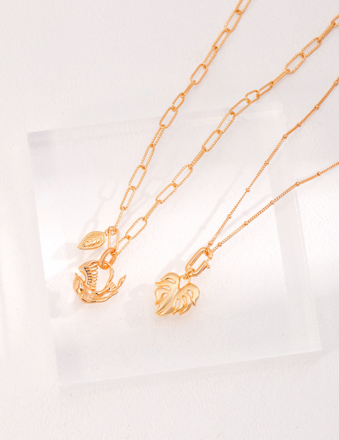 18K Gold S925 Silver - Monstera Glow Detachable Necklace