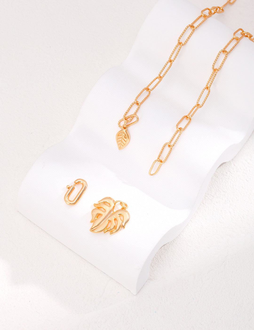 18K Gold S925 Silver - Monstera Glow Detachable Necklace