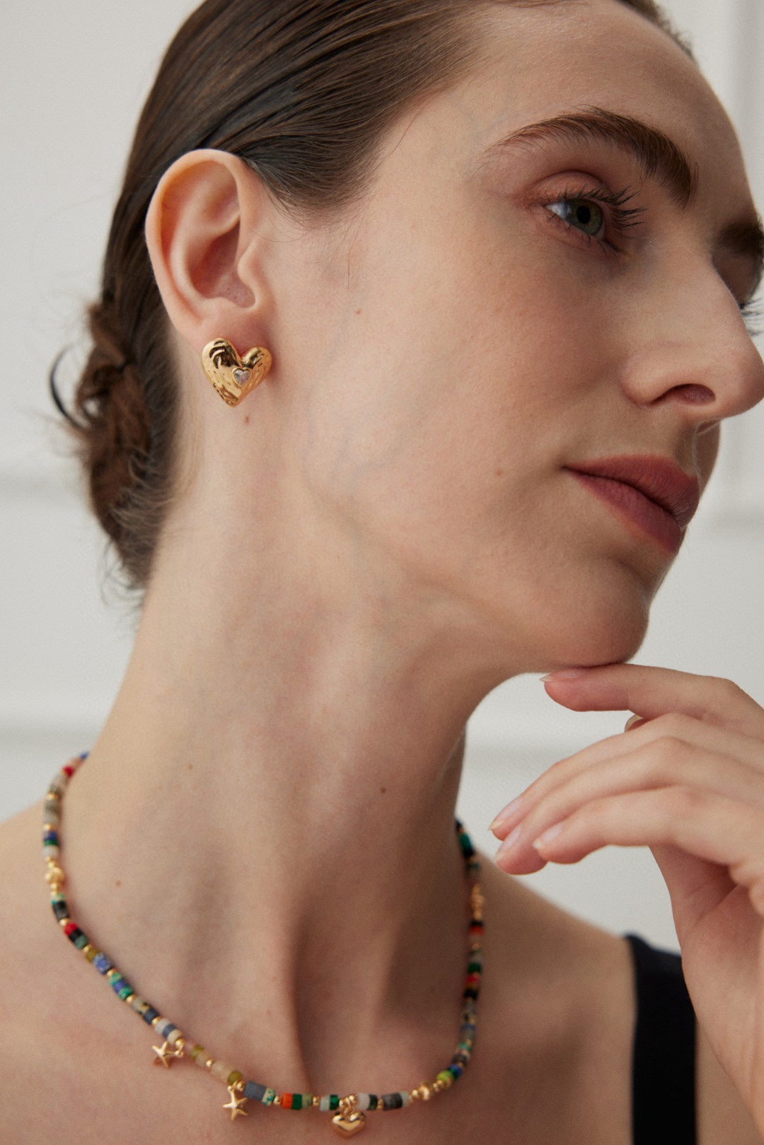 18K Gold S925 Silver - Amour Heart Stud Earrings