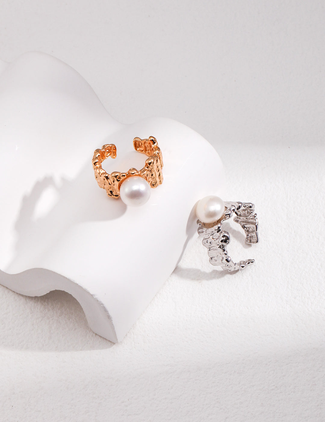 18K Gold S925 Silver - Aria Pearl Cuff Ring