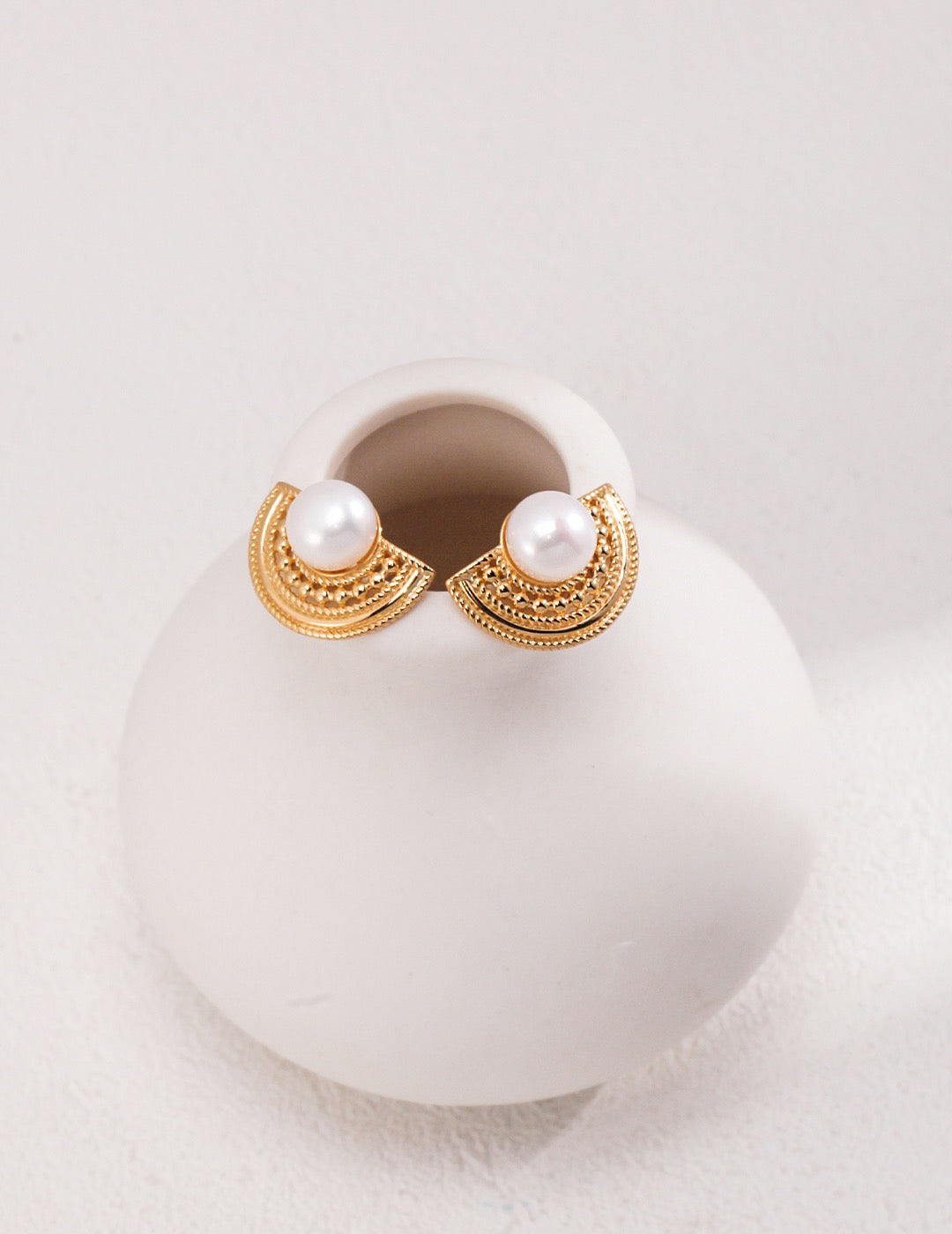 18K Gold S925 Silver - Celestial Halo Pearl Studs