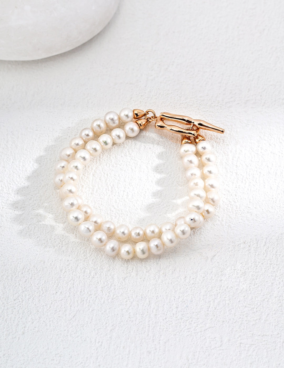 18K Gold S925 Silver - Pearl Serenity Double Strand Bracelet