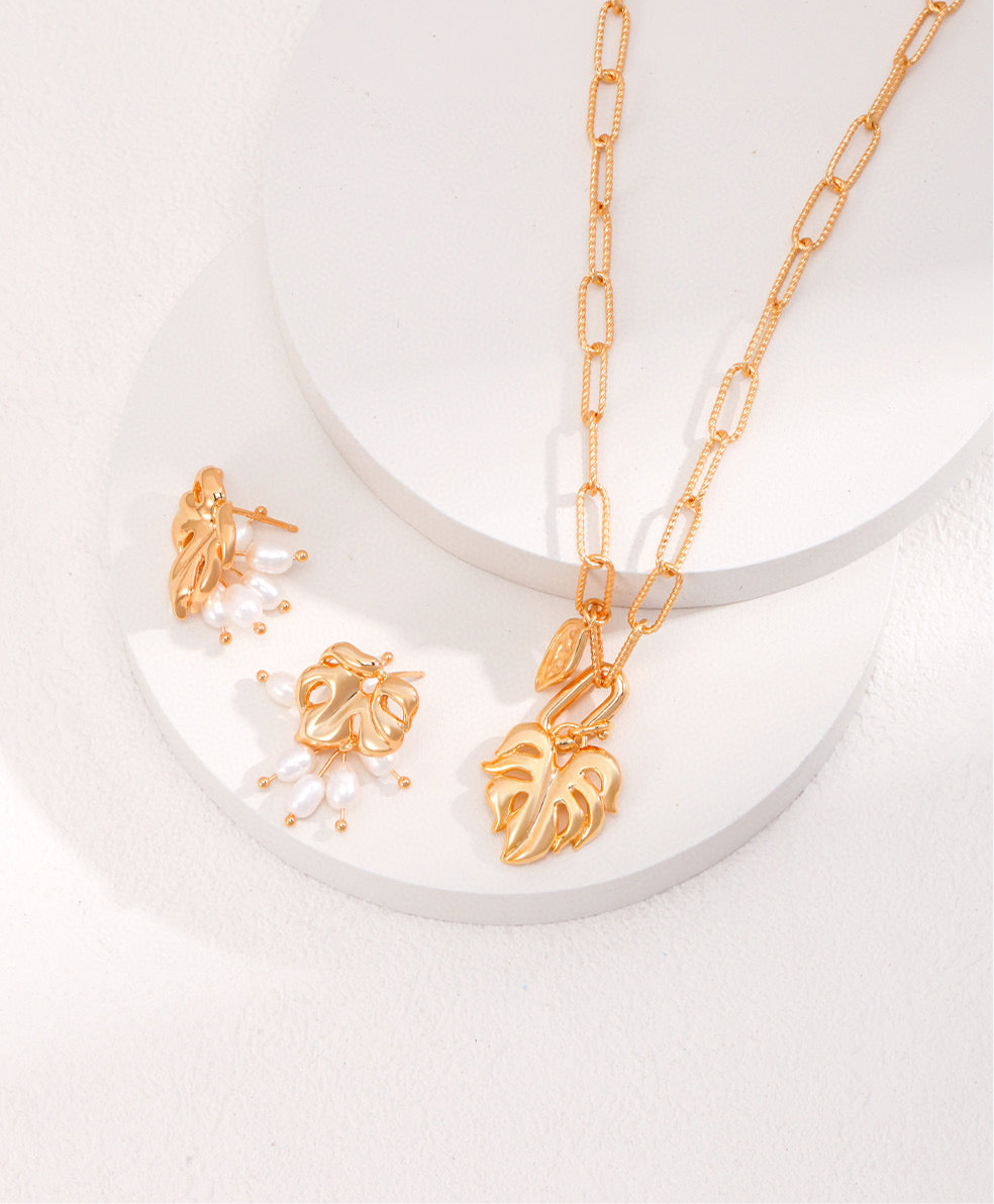 18K Gold S925 Silver - Monstera Glow Detachable Necklace