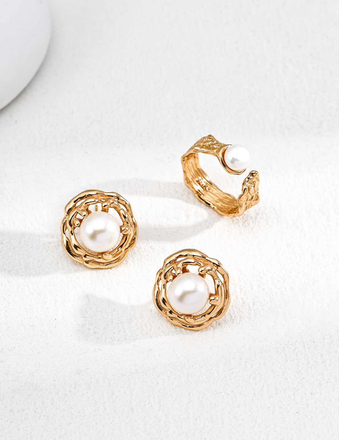 18K Gold S925 Silver - Elara Pearl Cuff Ring