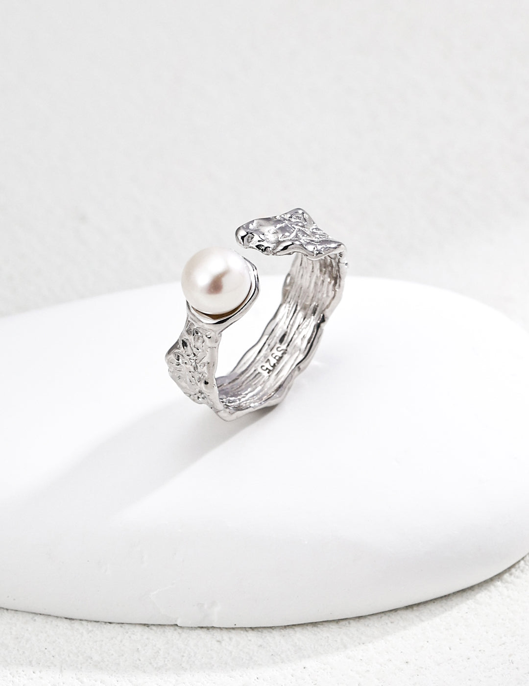 18K Gold S925 Silver - Elara Pearl Cuff Ring