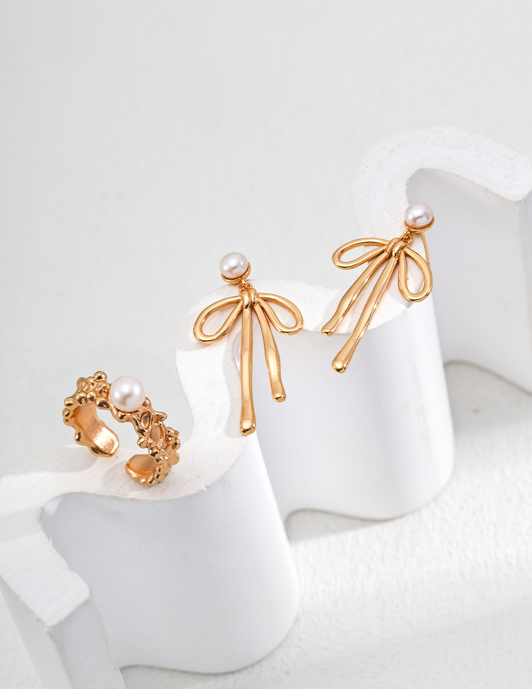 18K Gold S925 Silver - Elegant Bow Drop Earrings