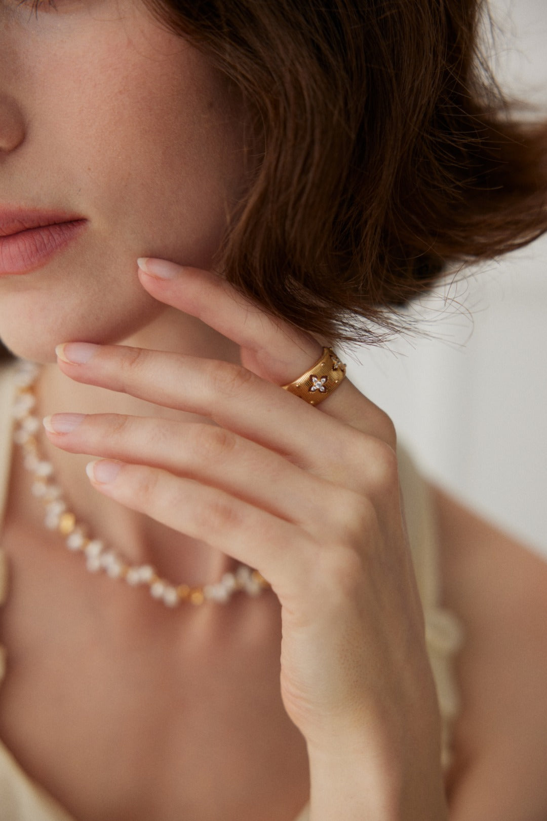 18K Gold S925 Silver - Fleur Gold Vermeil Cuff Ring