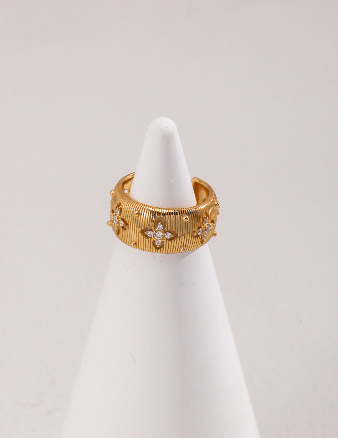 18K Gold S925 Silver - Fleur Gold Vermeil Cuff Ring