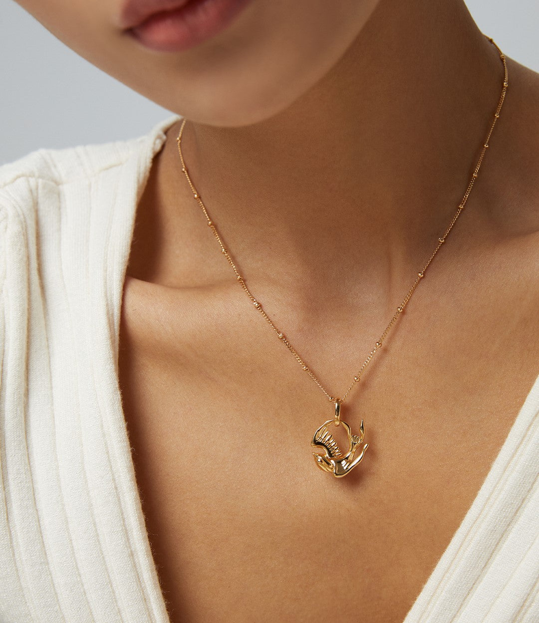 18K Gold S925 Silver - Freedom Bird Gold Detachable Necklace