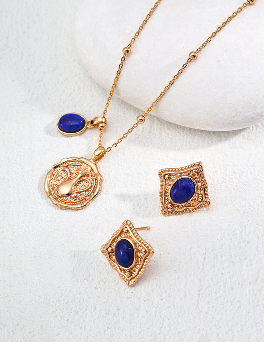 Golden_WishLapis_Lazuli_Set_Pendant_Chain_Earrings