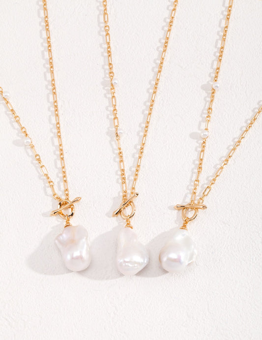 18K Gold S925 Silver - Baroque Bliss Pearl Necklace