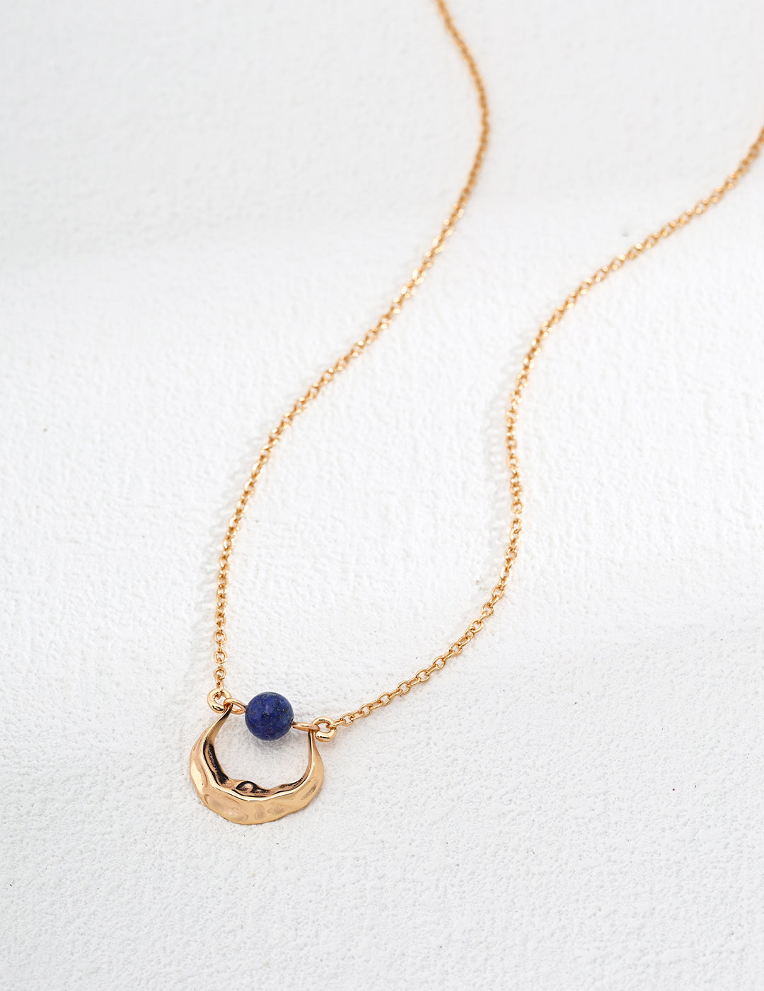 18K Gold S925 Silver - Lapis Lazuli Crescent Gold Necklace