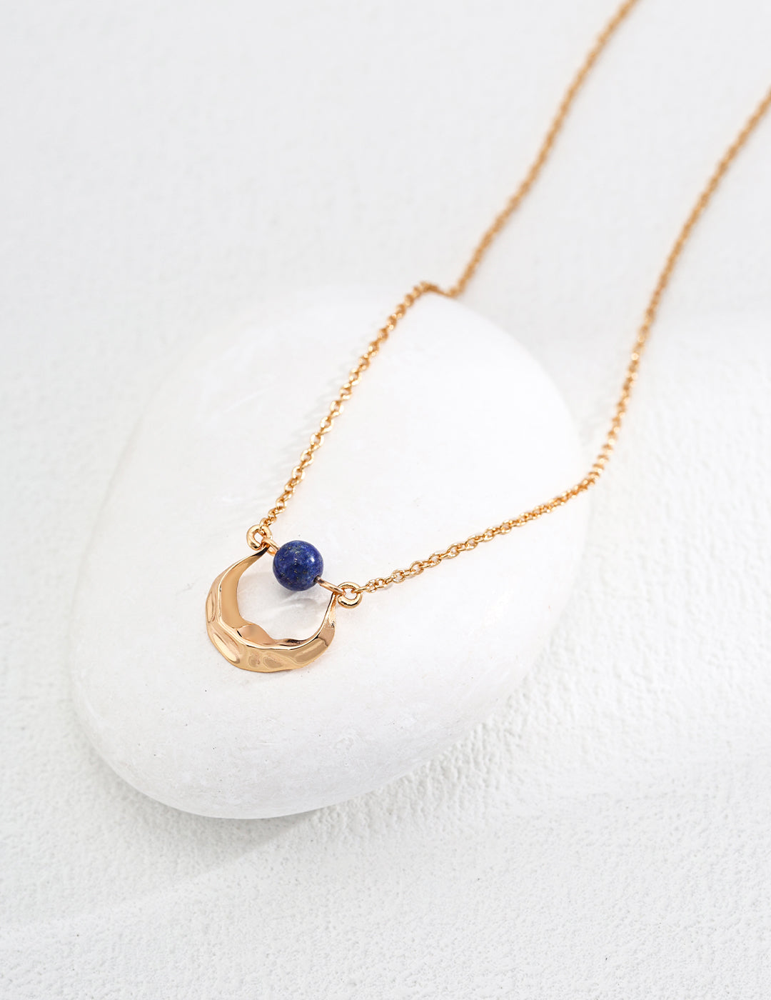 Lapis Lazuli Crescent Gold Necklace