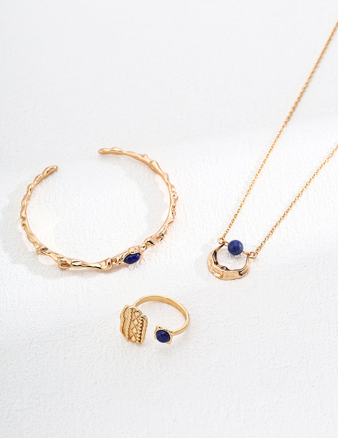 18K Gold S925 Silver - Lapis Lazuli Crescent Gold Necklace