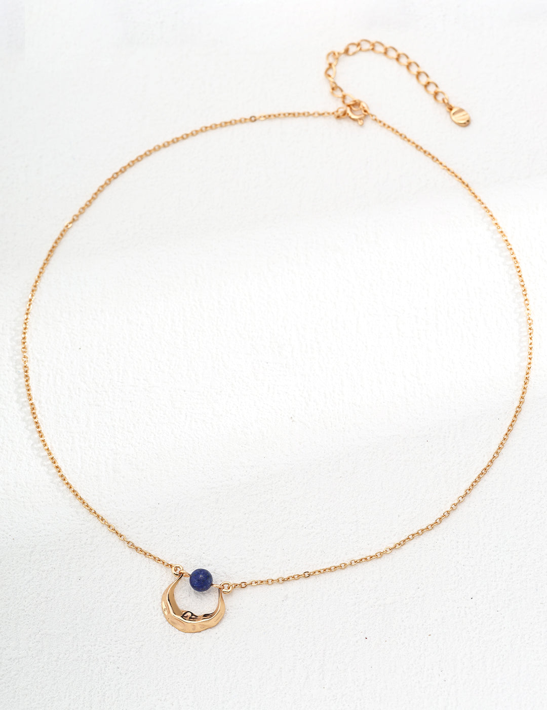 18K Gold S925 Silver - Lapis Lazuli Crescent Gold Necklace