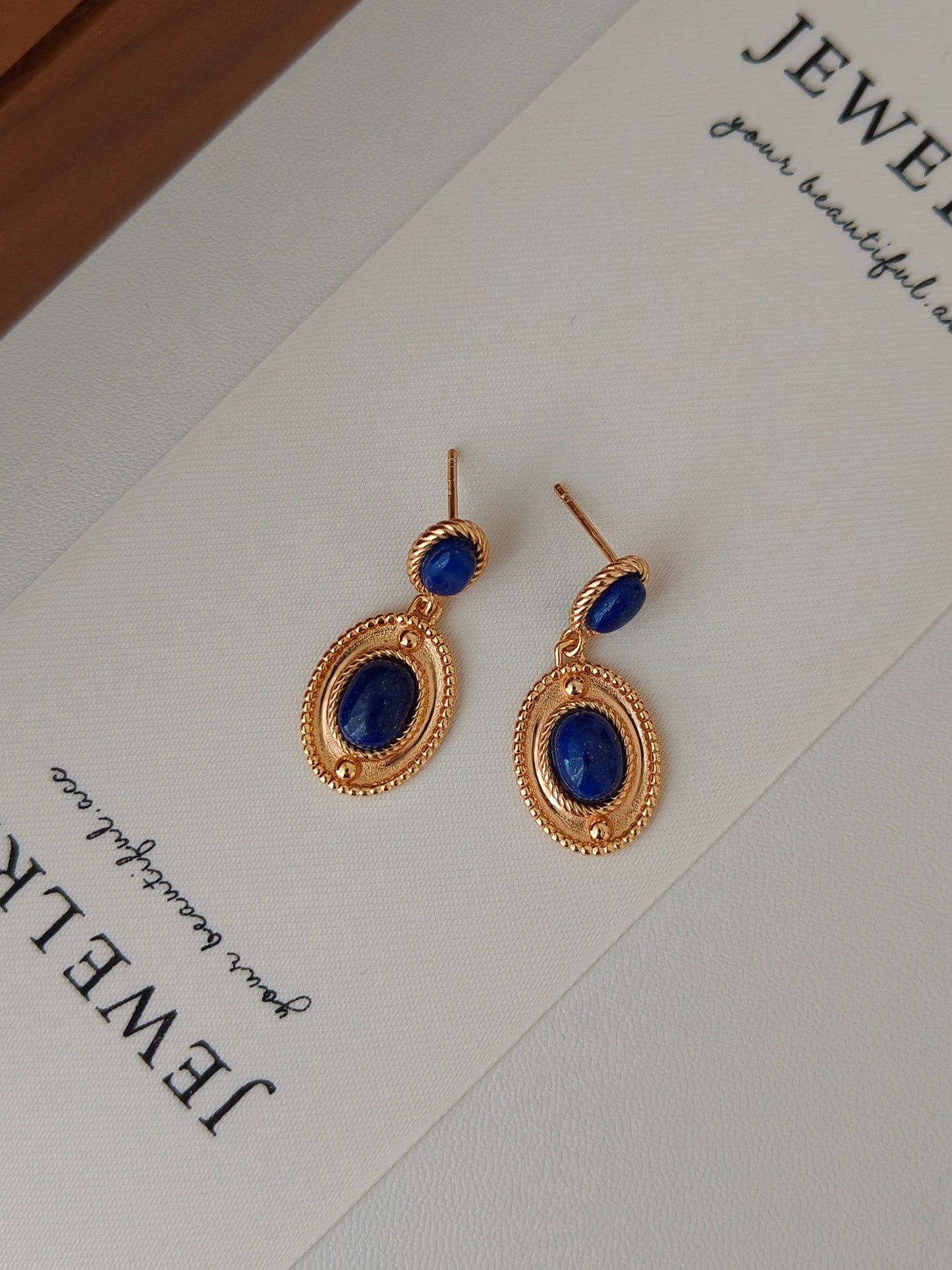 18K S925 Silver - Classic Lapis Lazuli Orbit Earrings