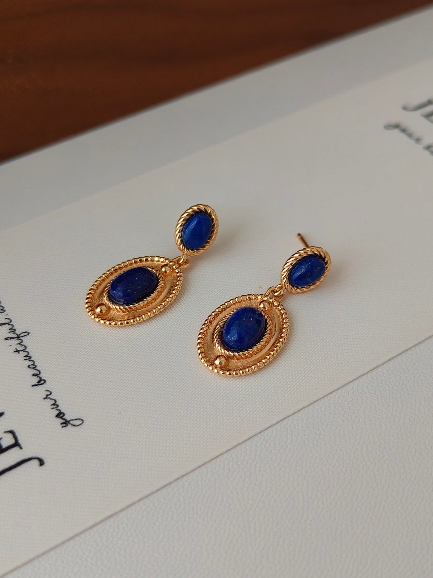 18K S925 Silver - Classic Lapis Lazuli Orbit Earrings