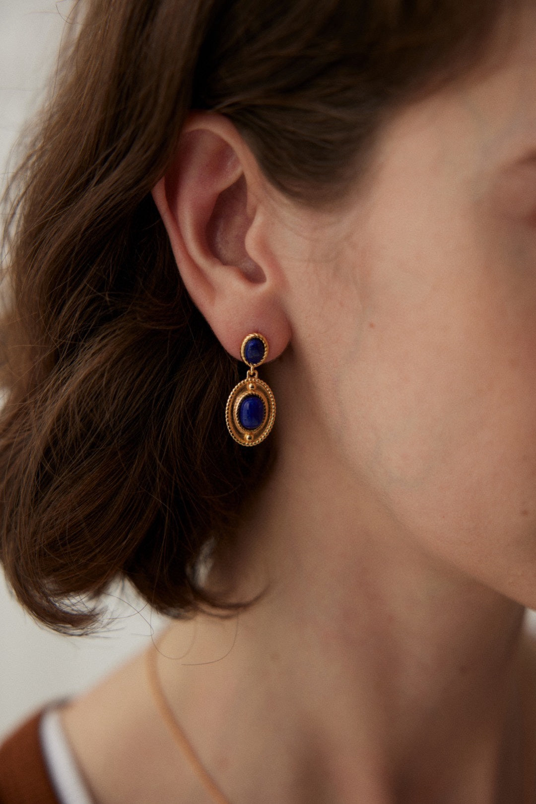 18K S925 Silver - Classic Lapis Lazuli Orbit Earrings