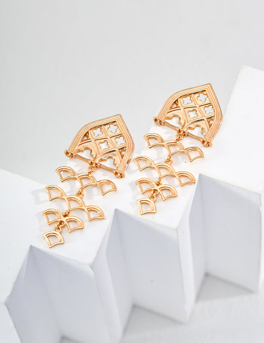 18K Gold S925 Silver - Majestic Arch Chandelier Earrings