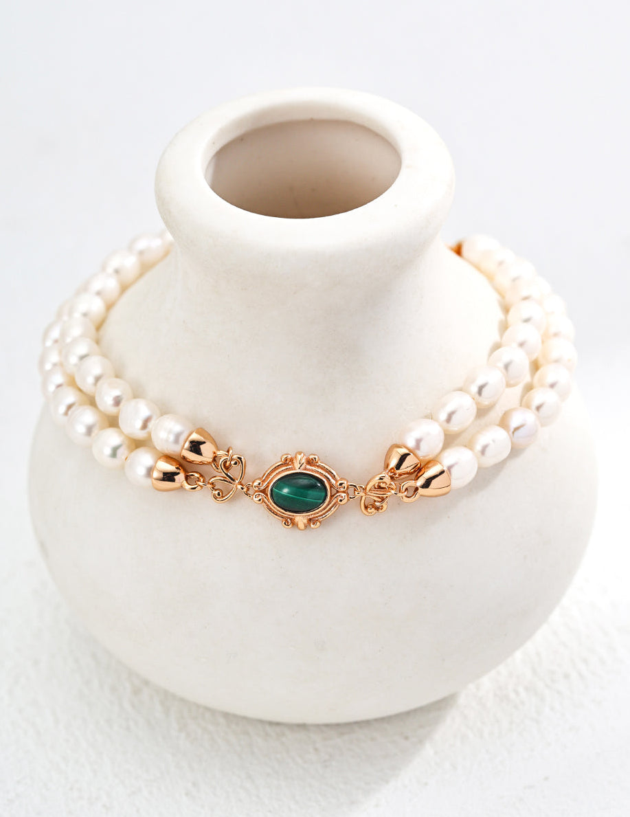 Malachite pearl bracelet