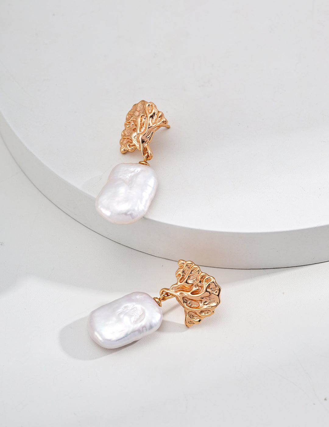 18K Gold S925 Silver - Oceanus Baroque Pearl Earrings
