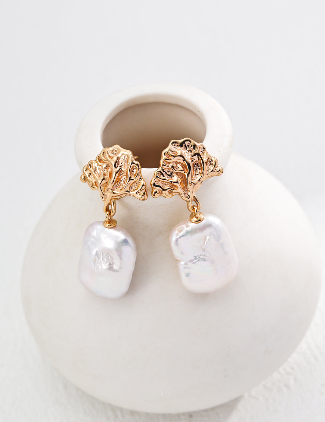 18K Gold S925 Silver - Oceanus Baroque Pearl Earrings