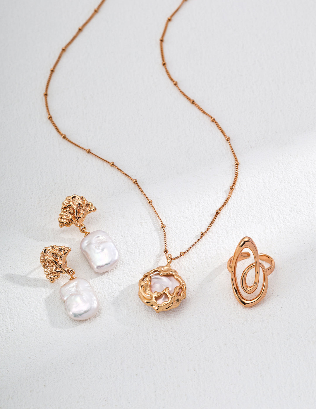 18K Gold S925 Silver - Oceanus Baroque Pearl Earrings