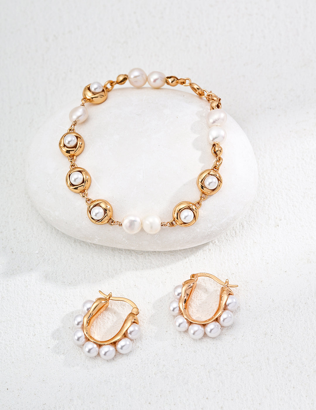 18K Gold S925 Silver - Aurora Pearl Hoop Earrings