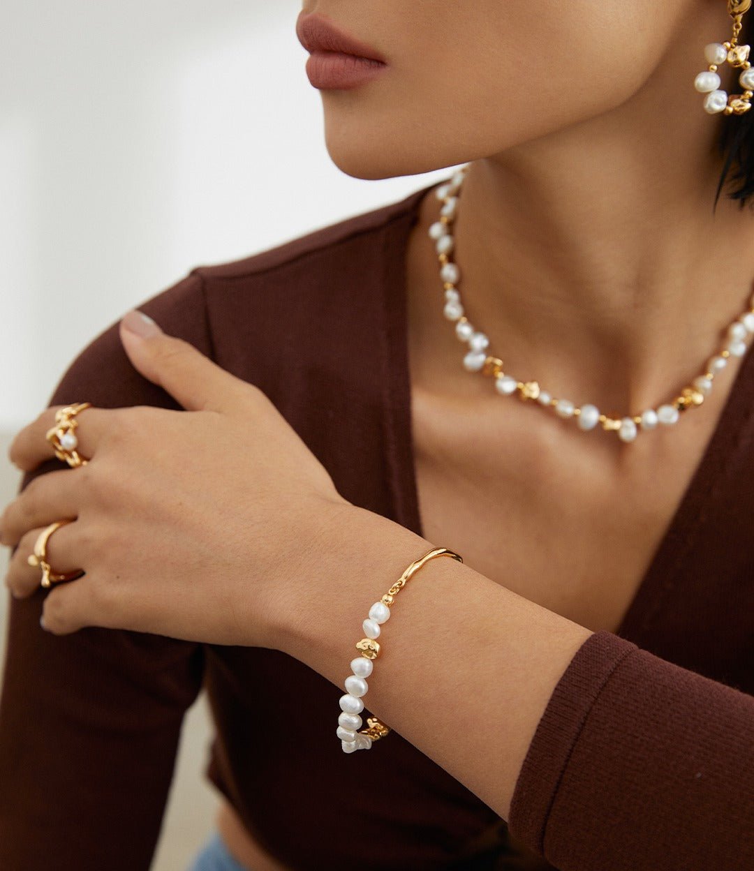 18K Gold S925 Silver - Ethereal Flow Pearl Bracelet