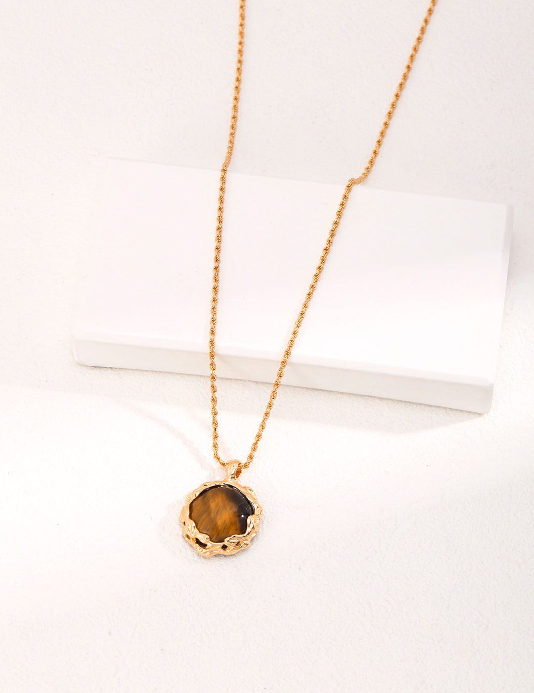 18K Gold S925 Silver - Golden Aura Tiger's Eye Pendant Necklace