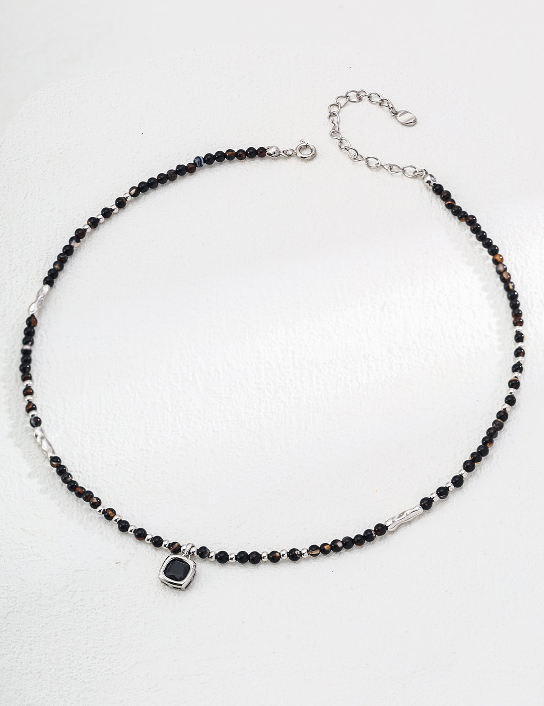 18K Gold S925 Silver - Onyx Whisper Beaded Necklace