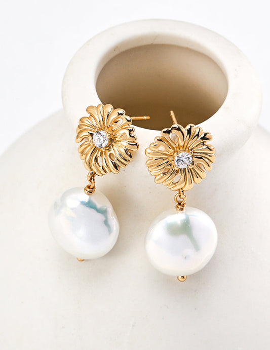 flora pearl gold earrings