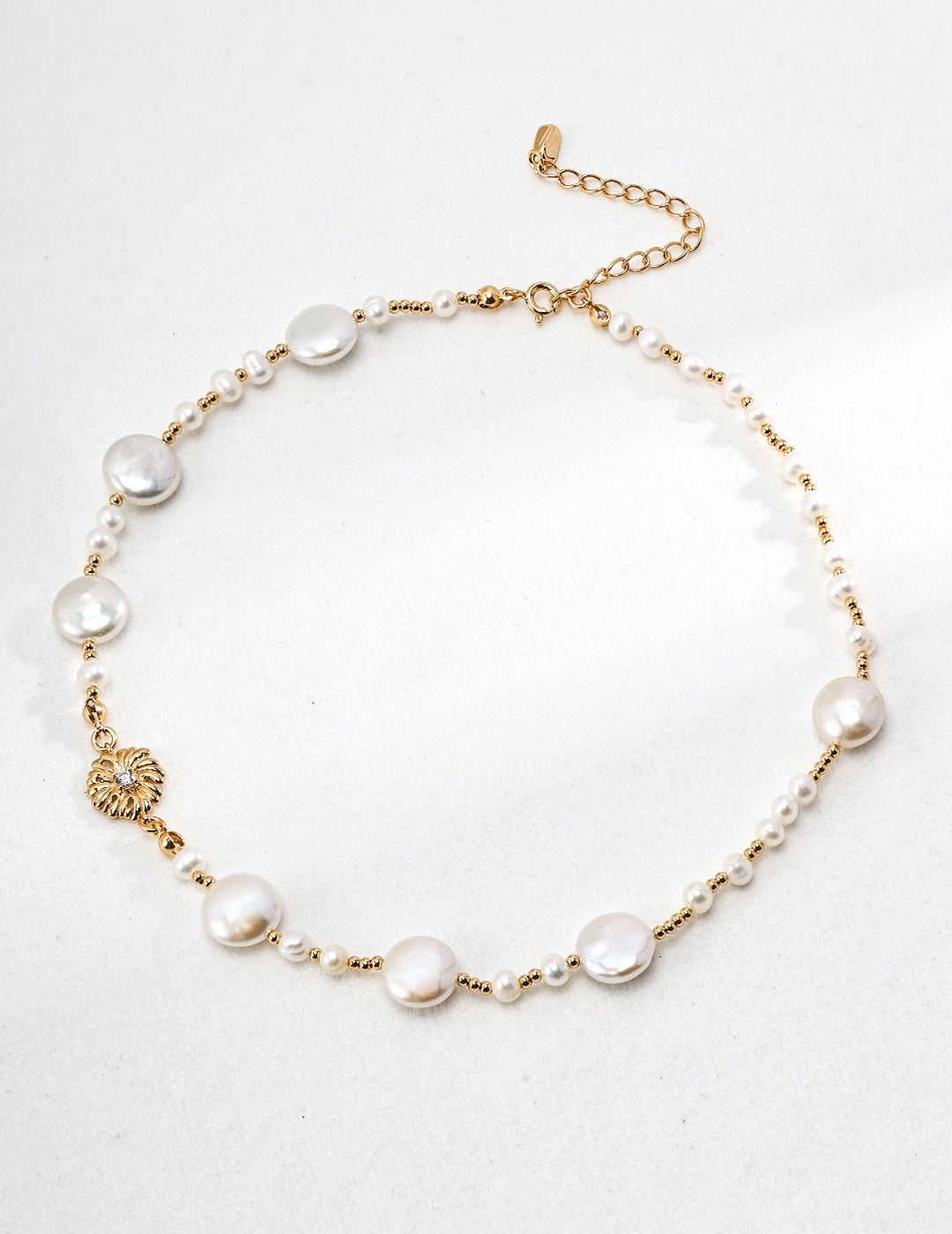 18K Gold S925 Silver - Flora Pearl Necklace