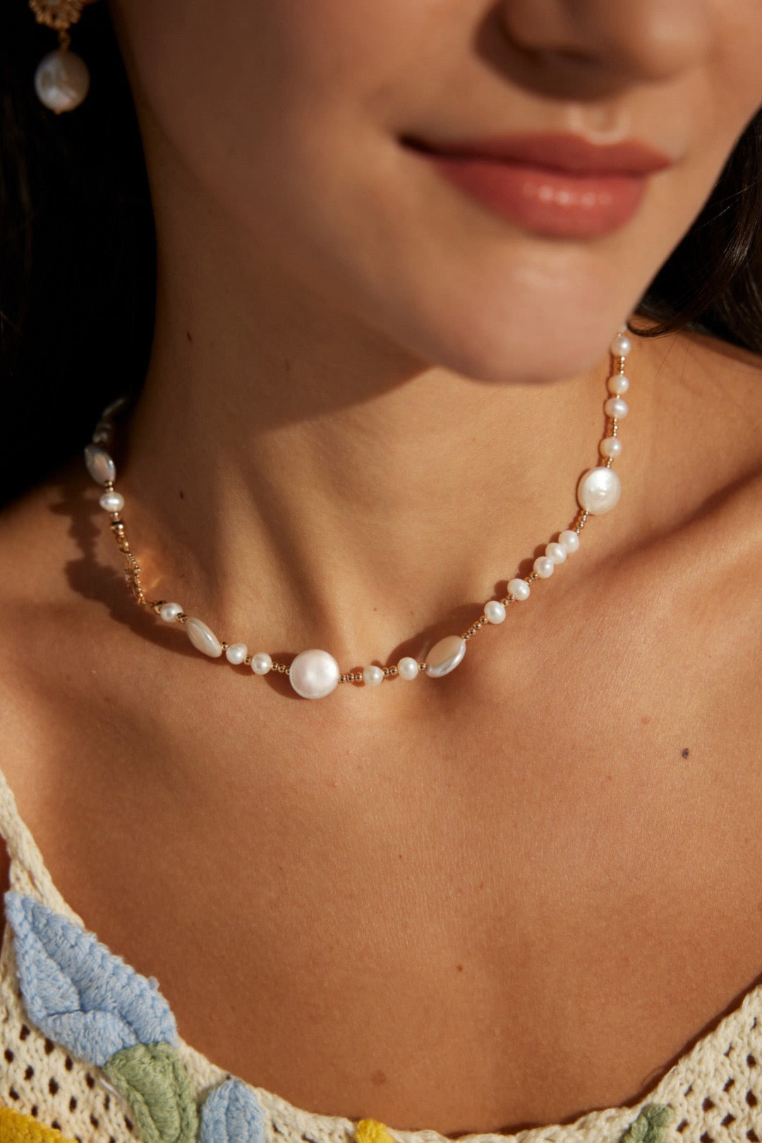 18K Gold S925 Silver - Flora Pearl Necklace