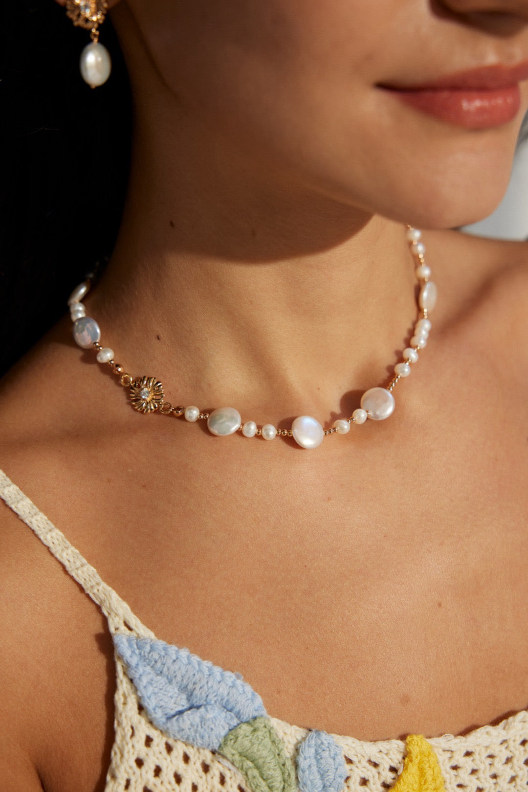 18K Gold S925 Silver - Flora Pearl Necklace